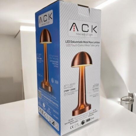 ACK 2W Copper Gövde Ledli Dokunmatik Dimli Masa Lambası AF11-00297