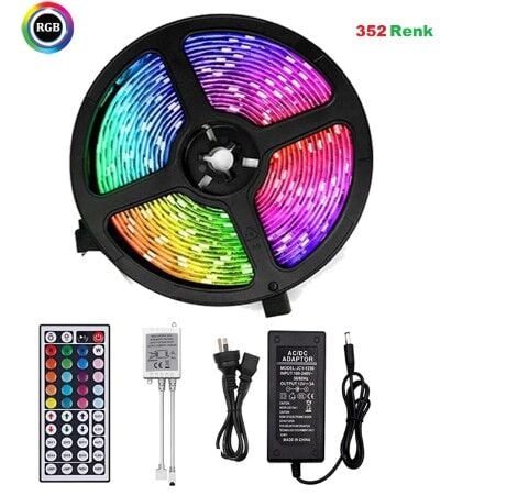 Cata Rgb Şerit Led Seti 5 Mt Rgb Led 15 Renk + Trafo + Rgb Kumanda CT-4558