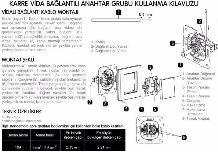 Viko Karre Üçlü Anahtar Beyaz (Çerçeve Hariç)