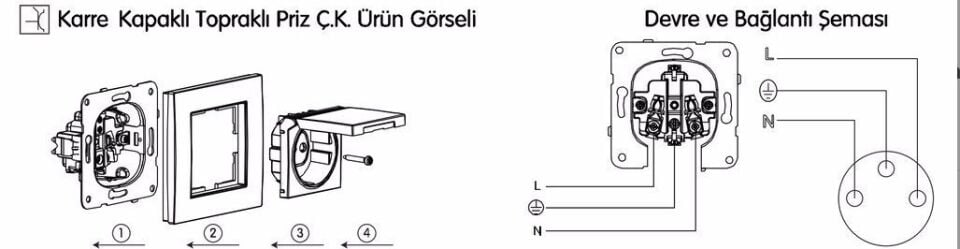 Viko Karre Kapaklı Topraklı Çocuk Korumalı Priz Beyaz (Çerçeve Hariç)