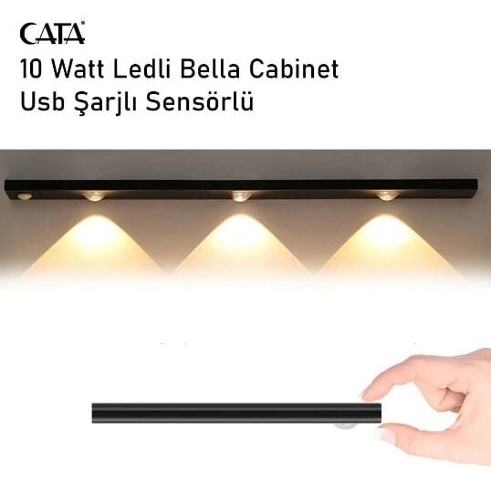 Cata Bella 20 Watt Ledli Sensörlü Usb Şarjlı Sensörlü Cabinet CT-2464